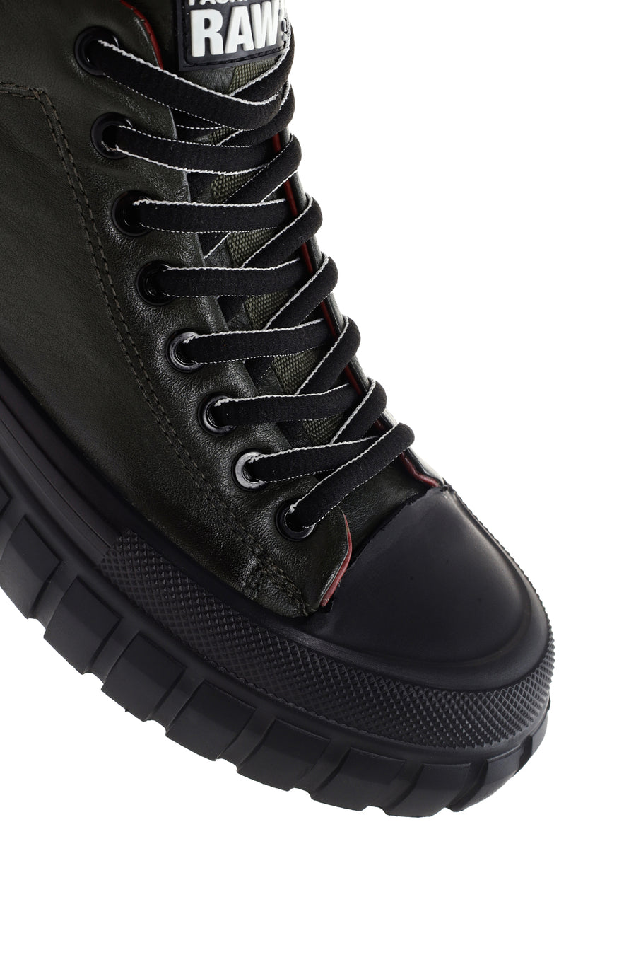 Erkek Haki Kalın Tabanlı Deri Blekli Sneaker Bot