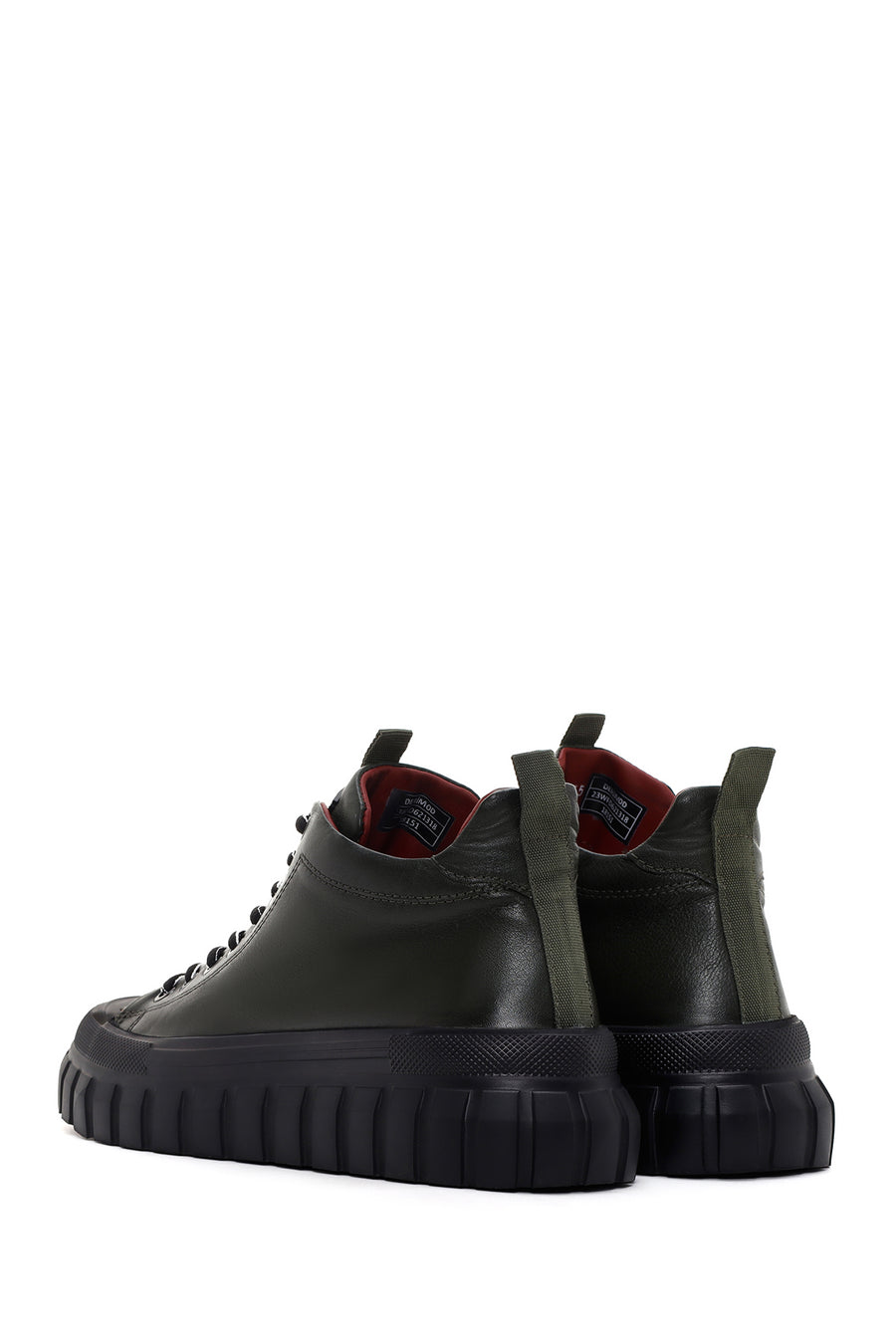 Erkek Haki Kalın Tabanlı Deri Blekli Sneaker Bot