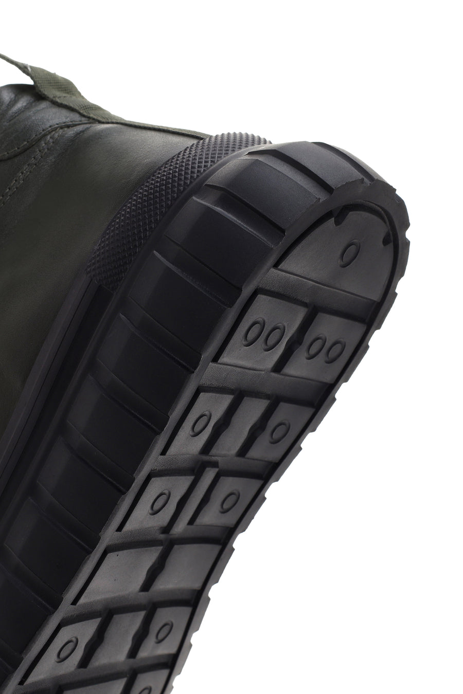 Erkek Haki Kalın Tabanlı Deri Blekli Sneaker Bot