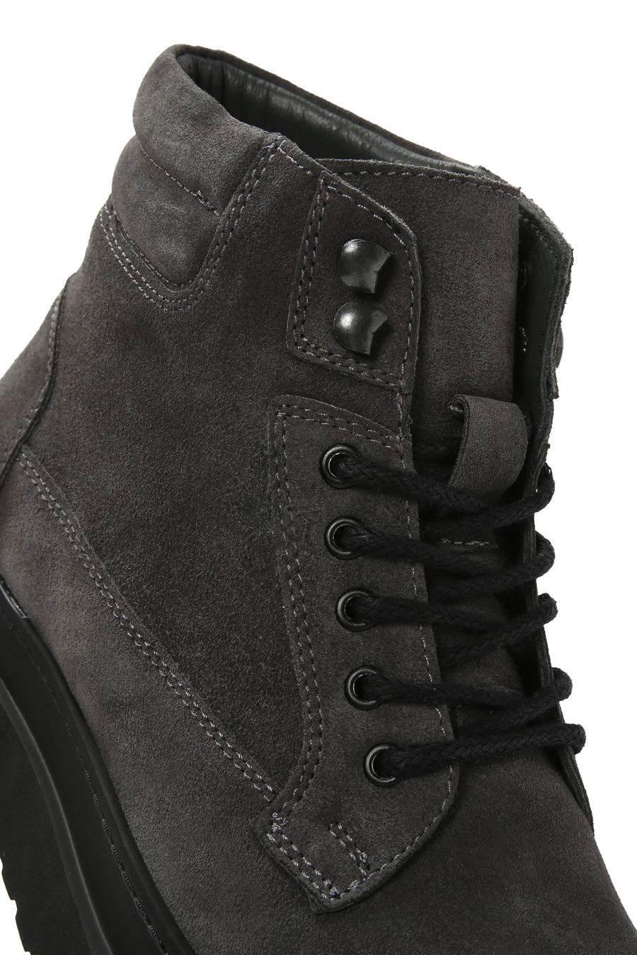 Men's Gray Thick Soled Laced Suede Leather Boots