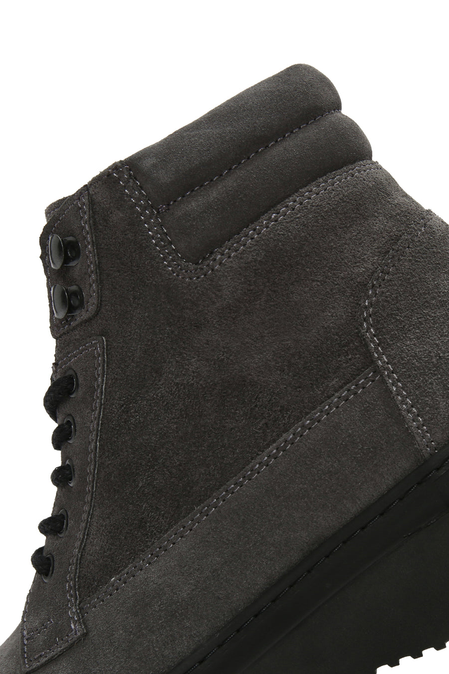 Men's Gray Thick Soled Laced Suede Leather Boots
