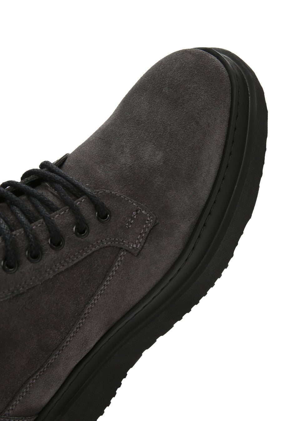 Men's Gray Thick Soled Laced Suede Leather Boots