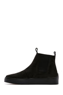Men's Black Nubuck Leather Chelsea Ankle Boots | Derimod