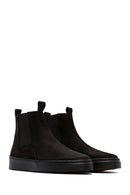 Men's Black Nubuck Leather Chelsea Ankle Boots | Derimod