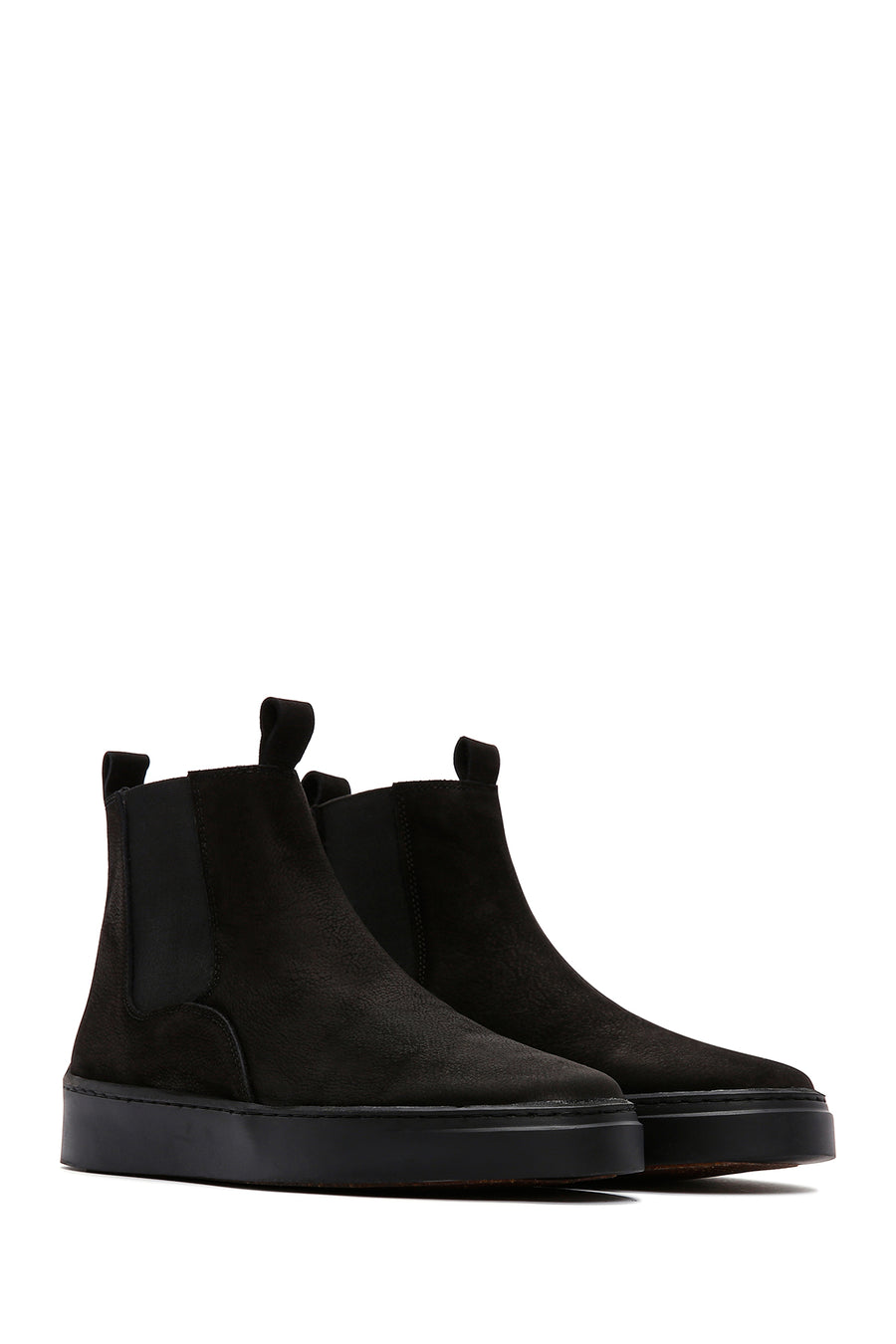 Men's Black Nubuck Leather Chelsea Ankle Boots