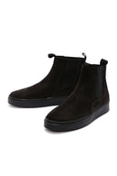 Men's Black Nubuck Leather Chelsea Ankle Boots | Derimod