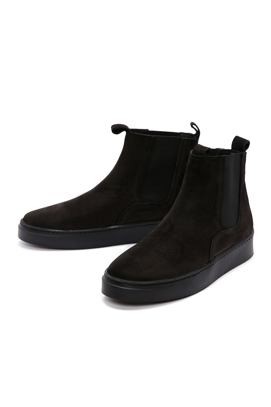 Men's Black Nubuck Leather Chelsea Ankle Boots
