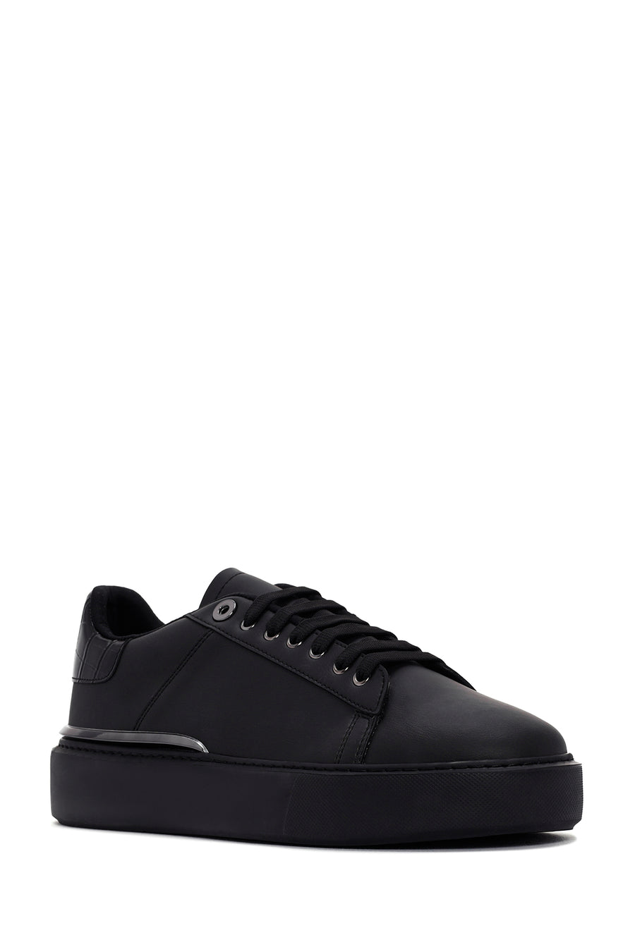 Men's Black Lace-Up Thick Sole Sneaker