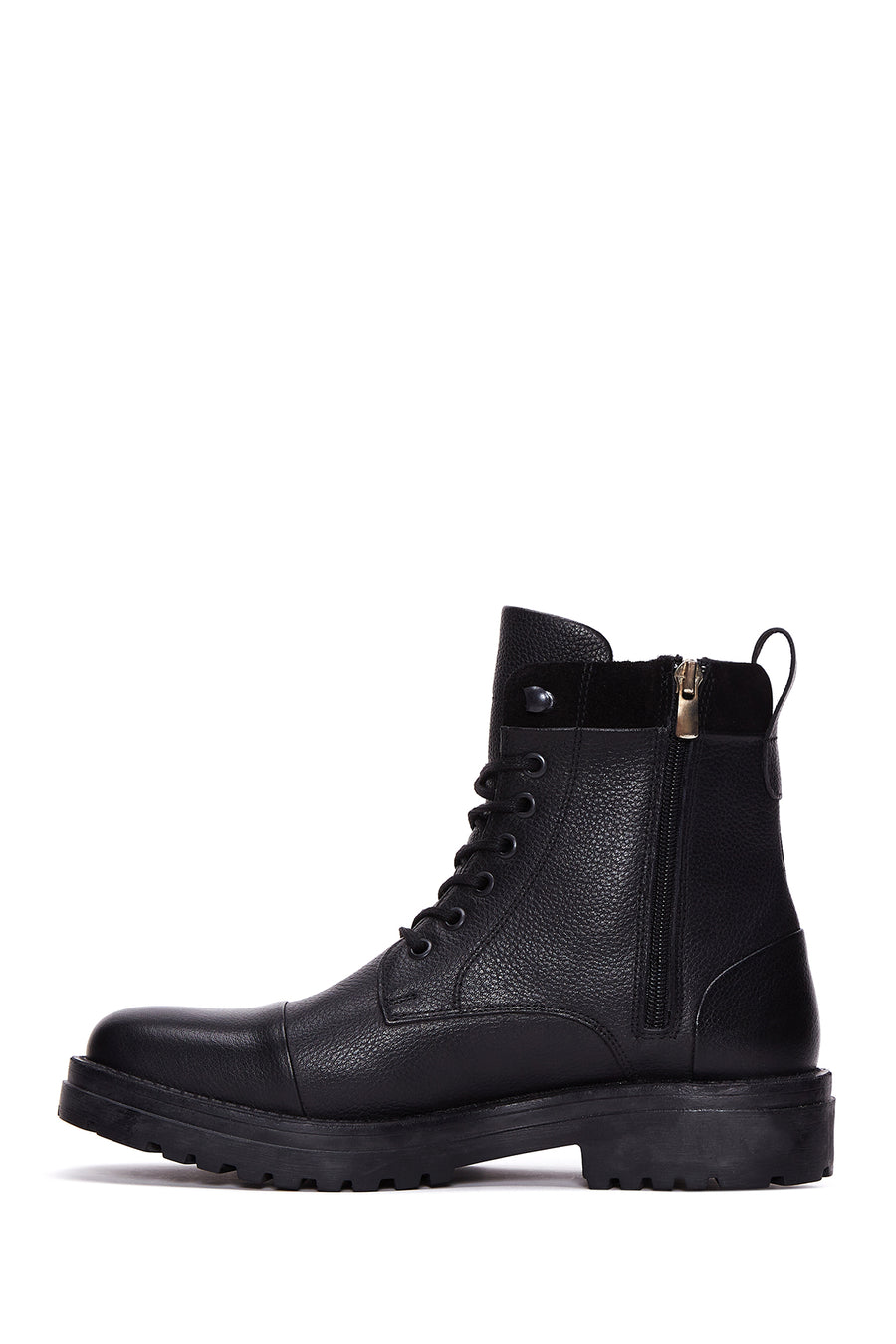 Men's Black Leather Zippered Casual Boots
