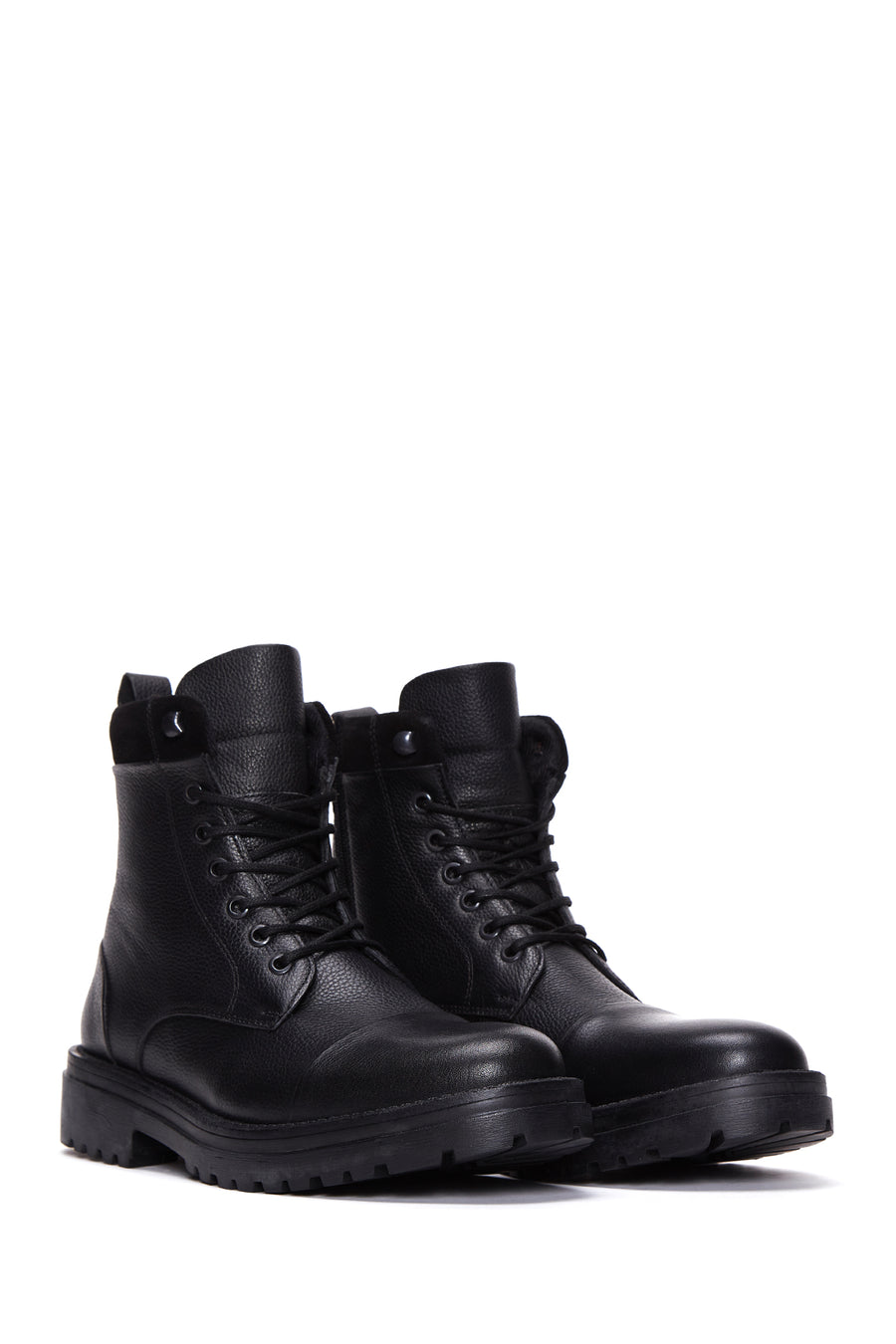 Men's Black Leather Zippered Casual Boots