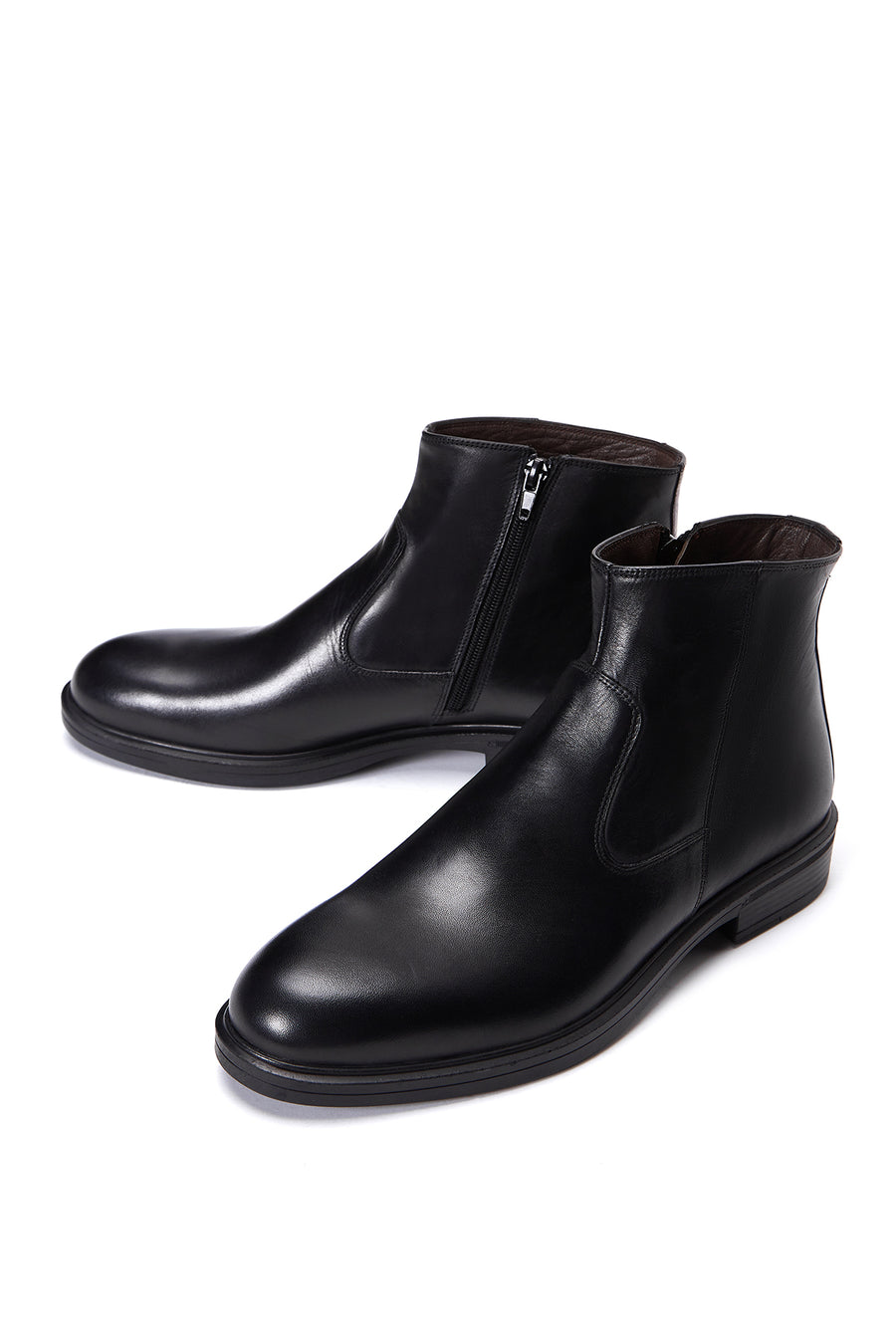 Erkek Siyah Deri Klasik Fermuarlı Bot