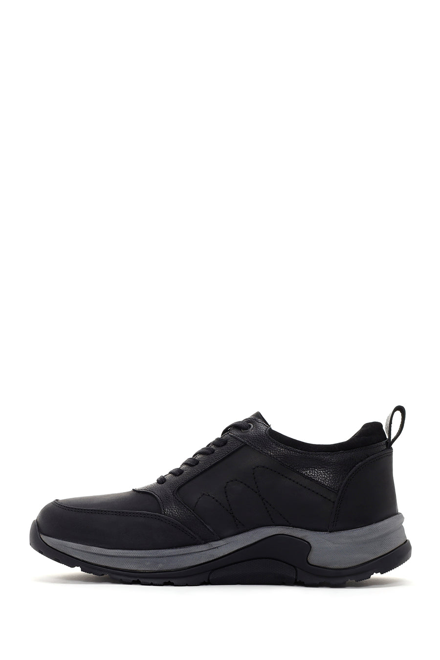 Men's Black Thick Soled Casual Leather Shoes