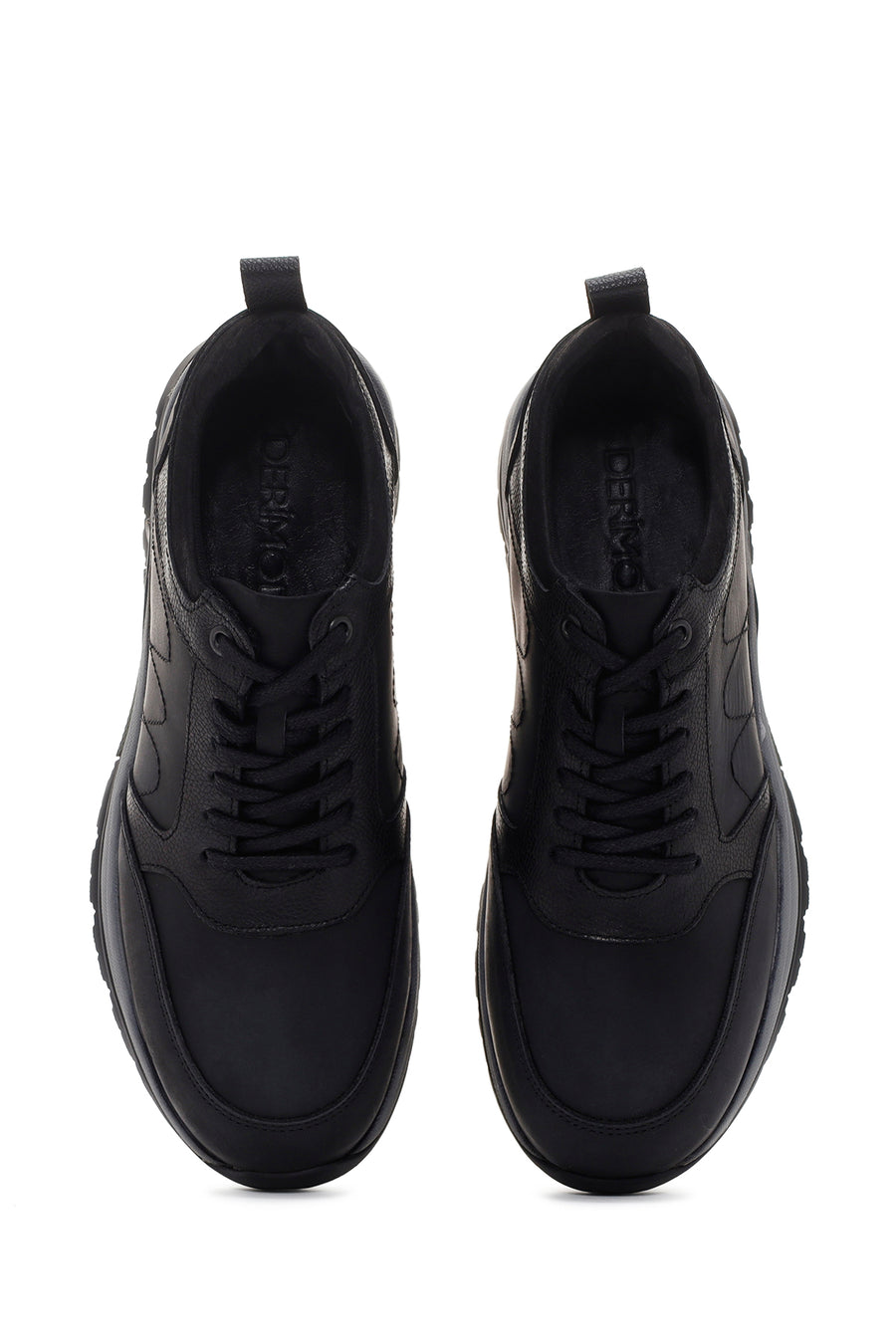 Men's Black Thick Soled Casual Leather Shoes