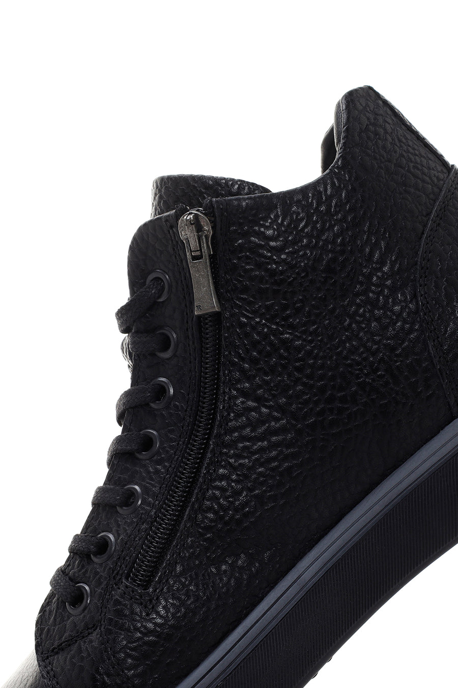 Men's Black Leather Zippered Sports Boots