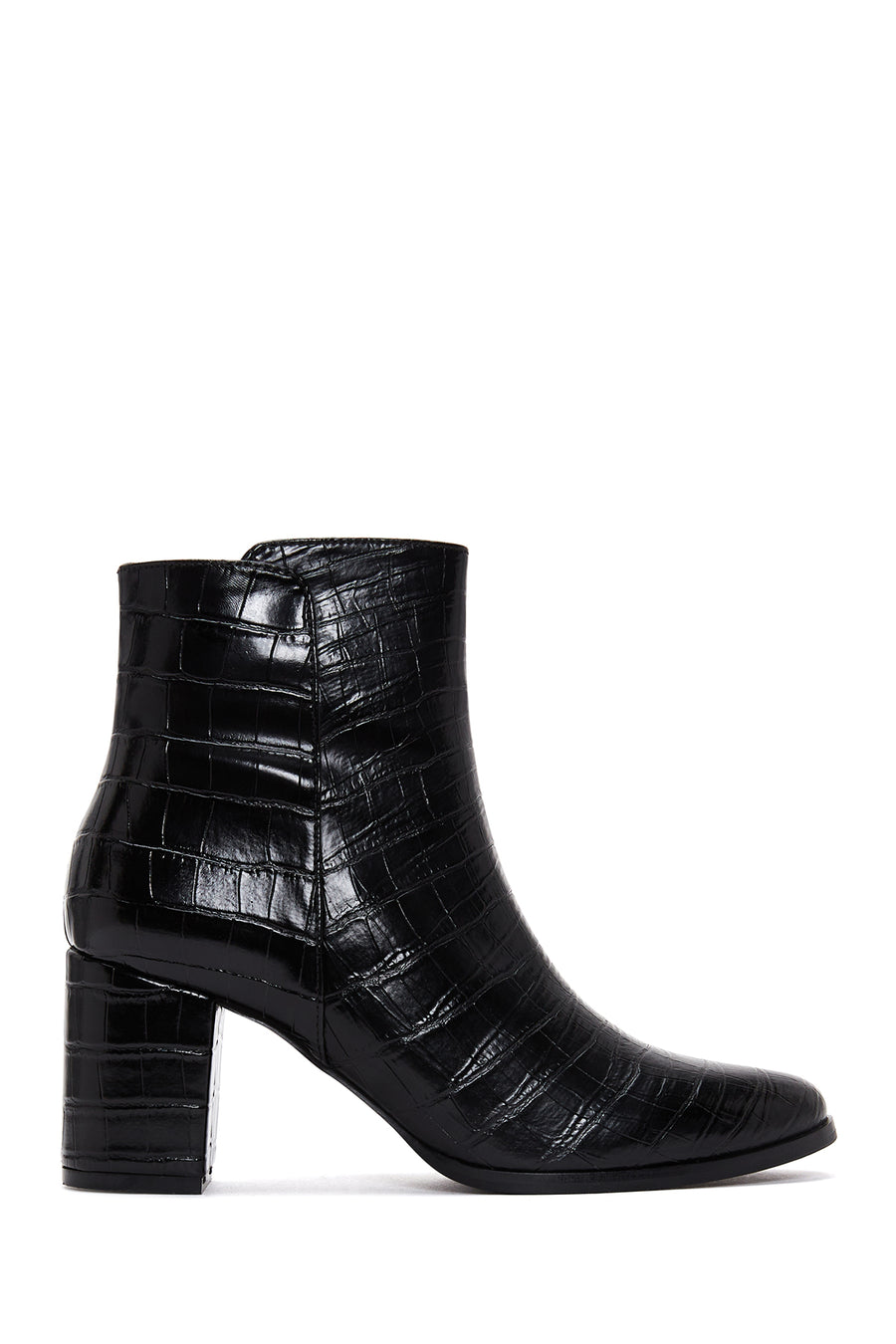 Women's Black Crocodile Leather Heeled Boots 23WFE1701E3 | Derimod