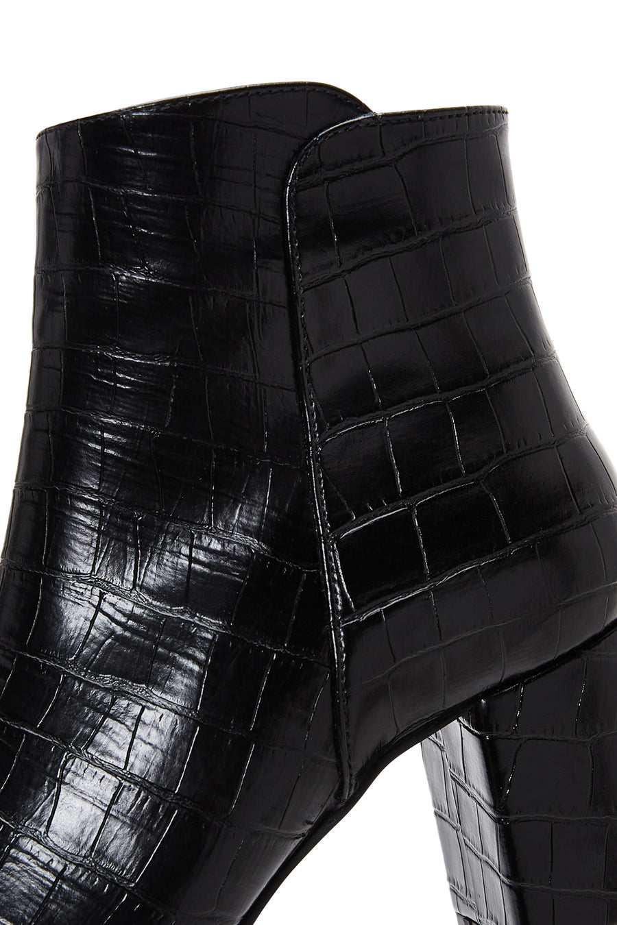 Women's Black Crocodile Leather Heeled Boots