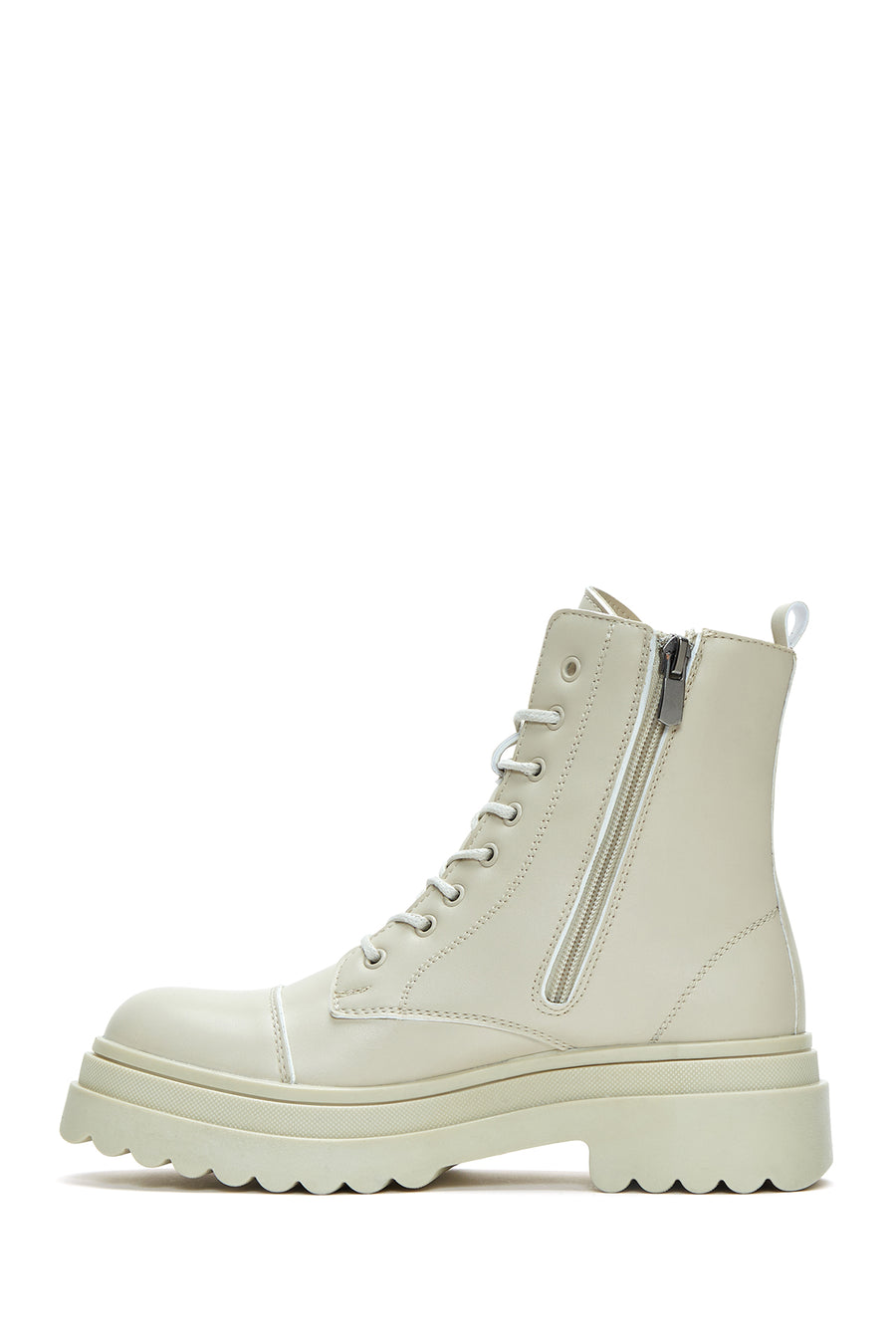 Women's Beige Zippered Boots