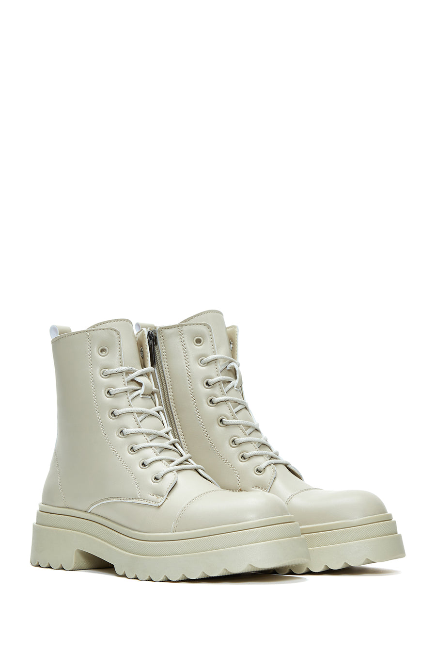 Women's Beige Zippered Boots