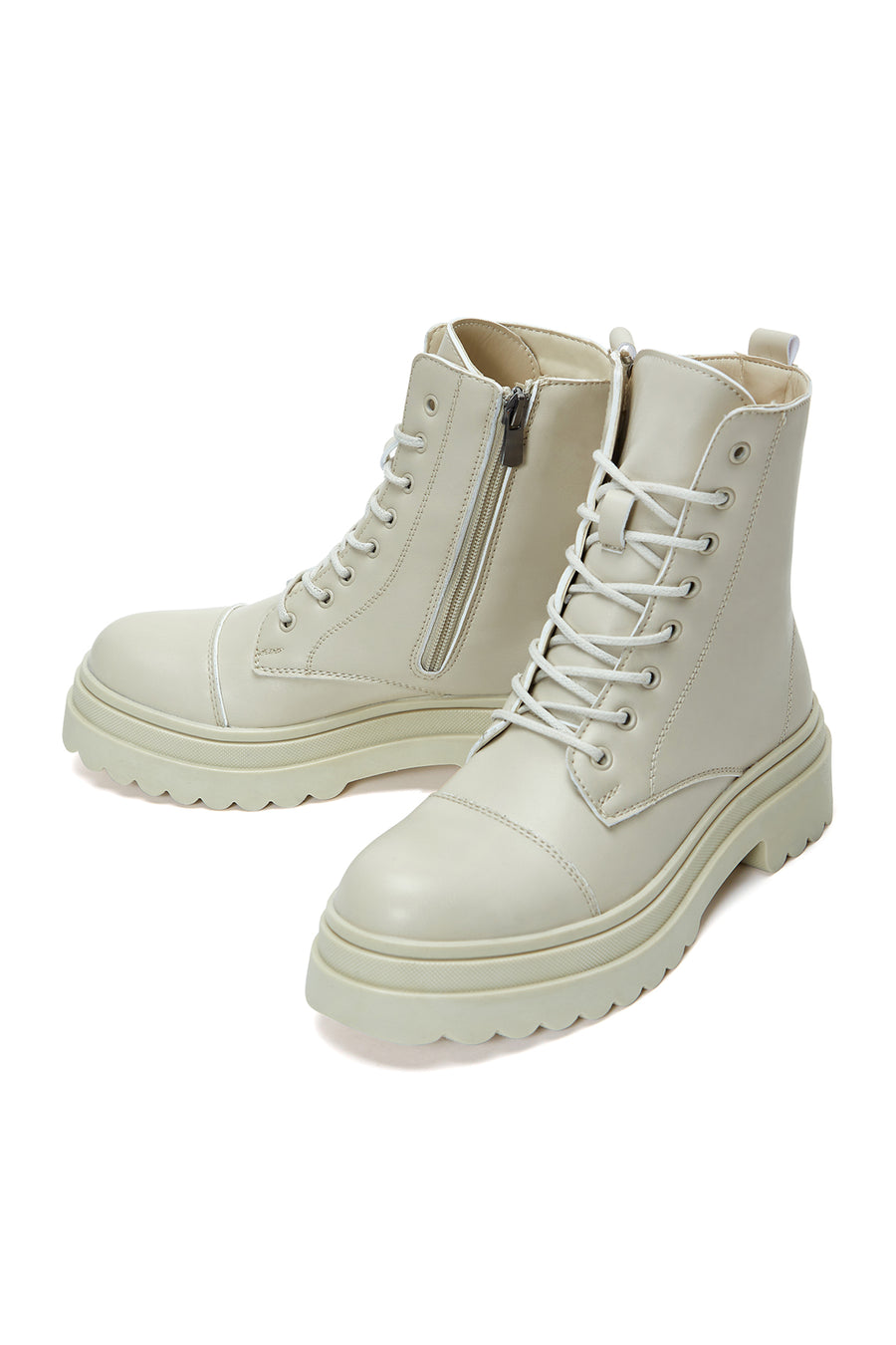 Women's Beige Zippered Boots