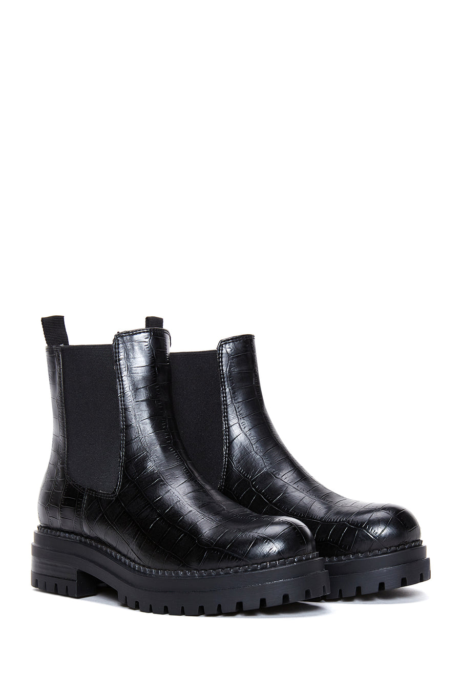 Women's Black Crocodile Chelsea Boots