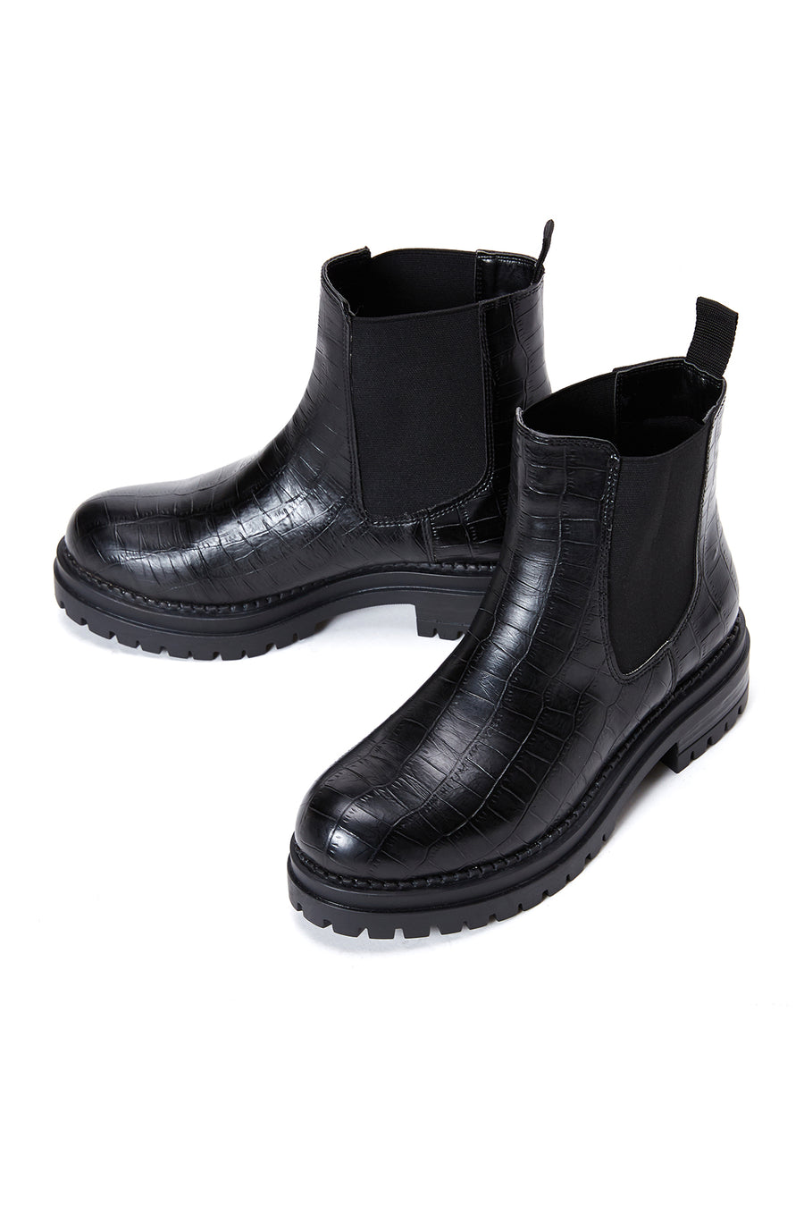 Women's Black Crocodile Chelsea Boots