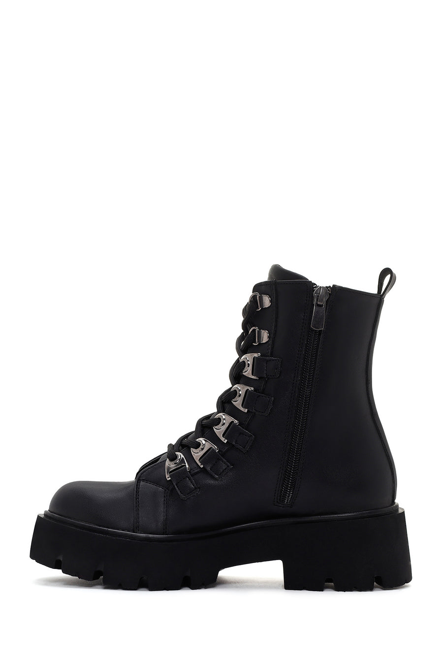 Women's Black Thick Soled Zippered Boots