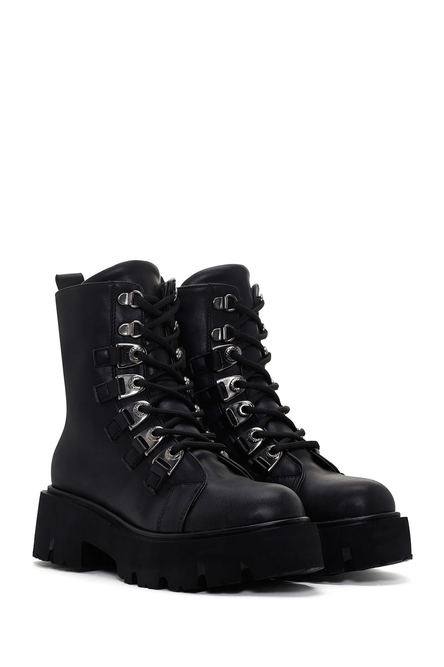 Women's Black Thick Soled Zippered Boots