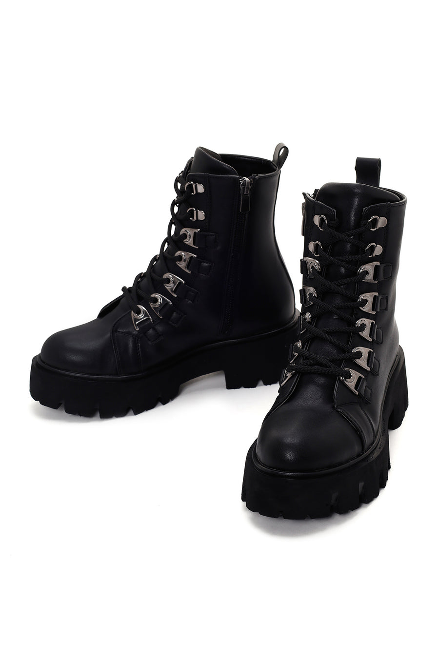 Women's Black Thick Soled Zippered Boots