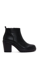 Women's Black Zipper Heeled Classic Boots | Derimod