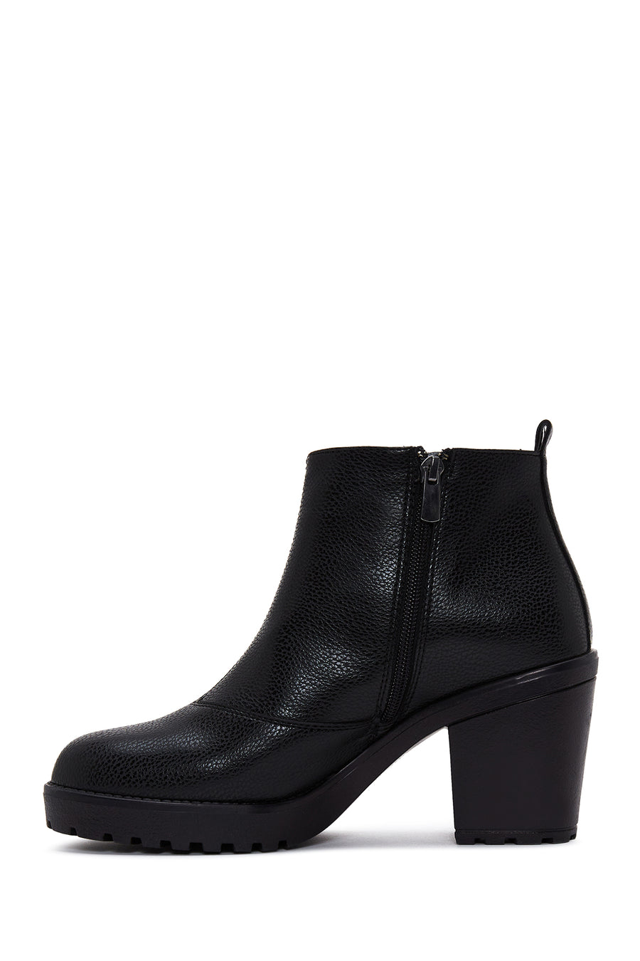 Women's Black Zipper Heeled Classic Boots