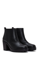 Women's Black Zipper Heeled Classic Boots | Derimod