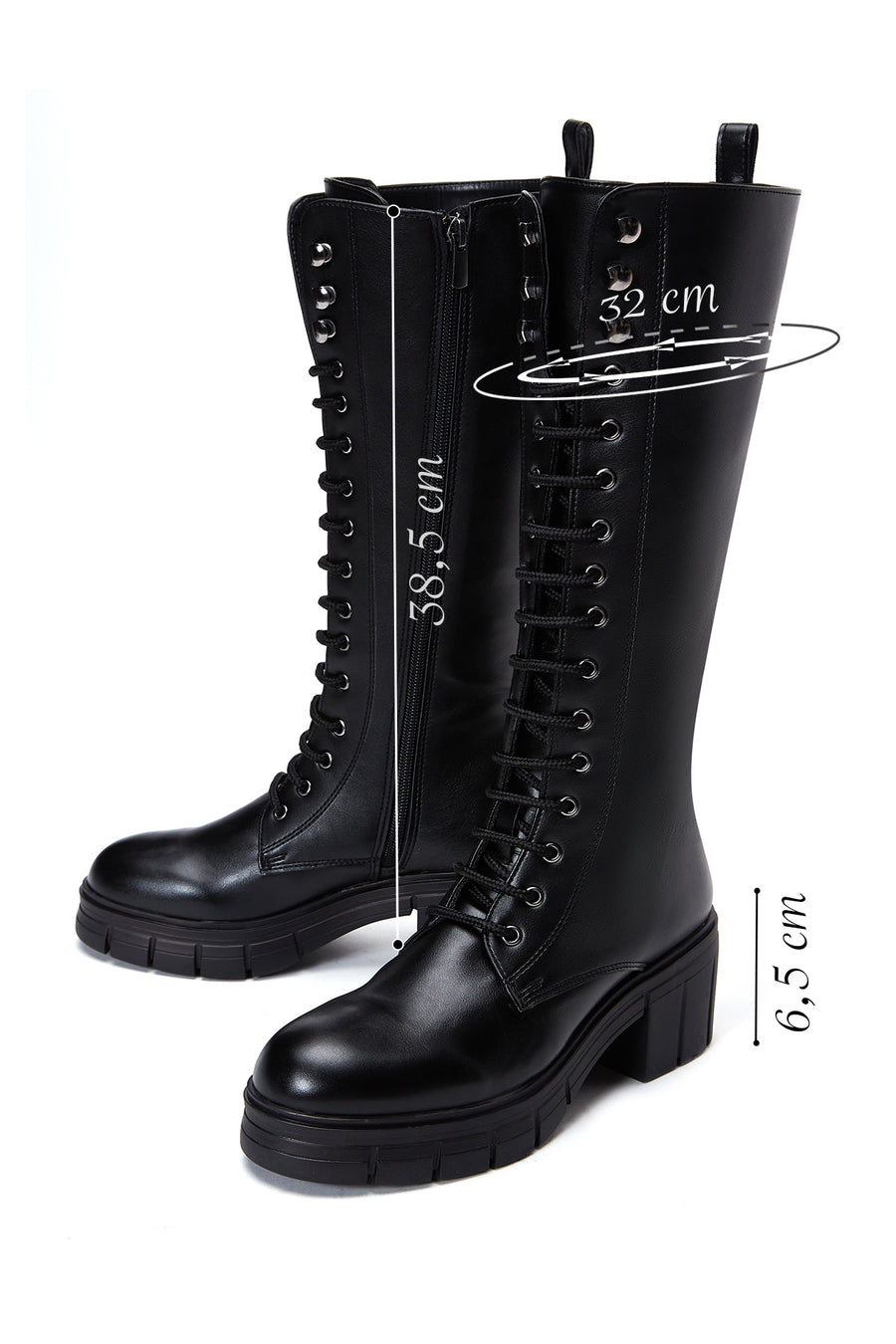 Women's Black Zippered Heeled Boots