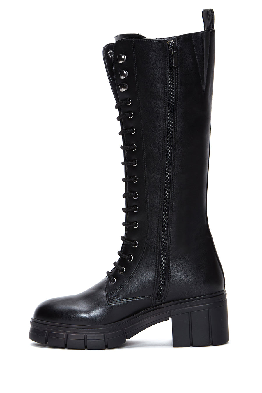 Women's Black Zippered Heeled Boots