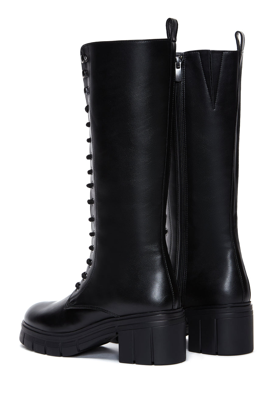 Women's Black Zippered Heeled Boots
