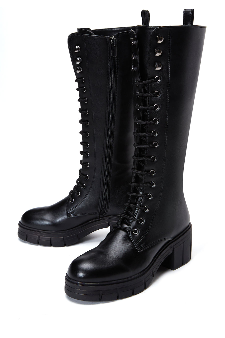 Women's Black Zippered Heeled Boots