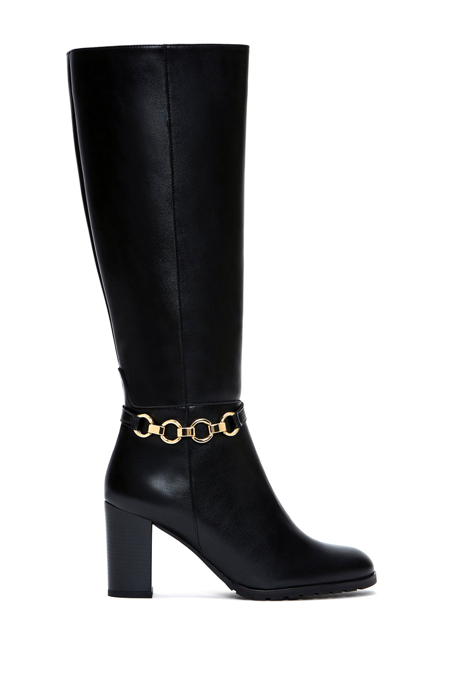 Women's Black Zippered Buckle Heeled Boots 23WFE253318 | Derimod