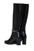 Women's Black Zippered Buckle Heeled Boots | Derimod