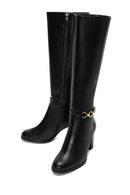 Women's Black Zippered Buckle Heeled Boots | Derimod