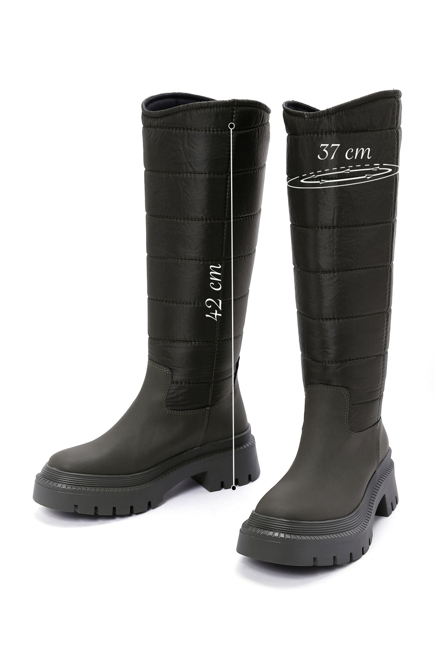 Women's Khaki Thick Soled Casual Boots