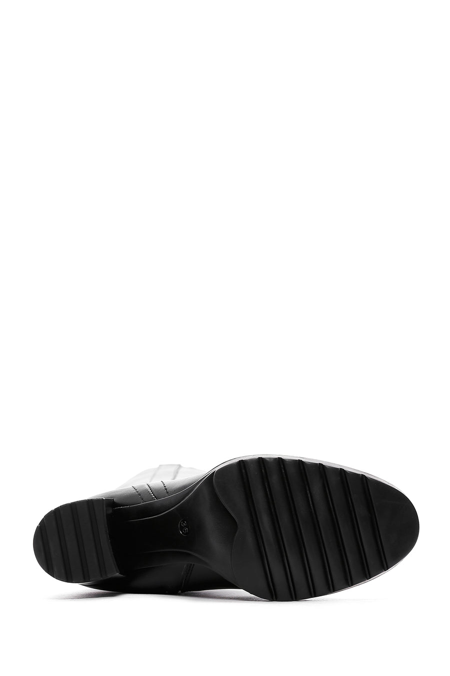 Women's Black Thick Heeled Zippered Boots