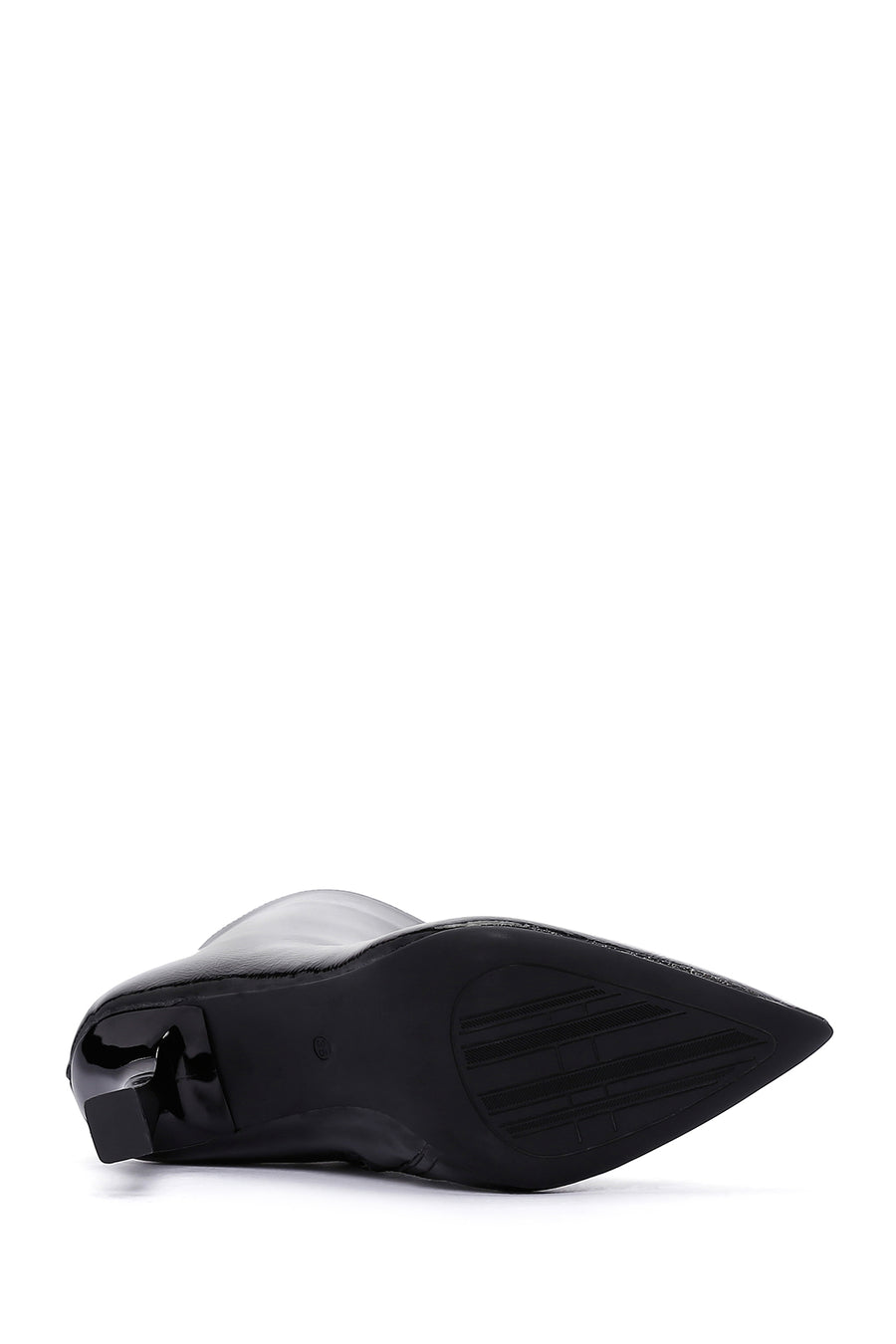 Women's Black Patent Leather Thin Heeled Boots