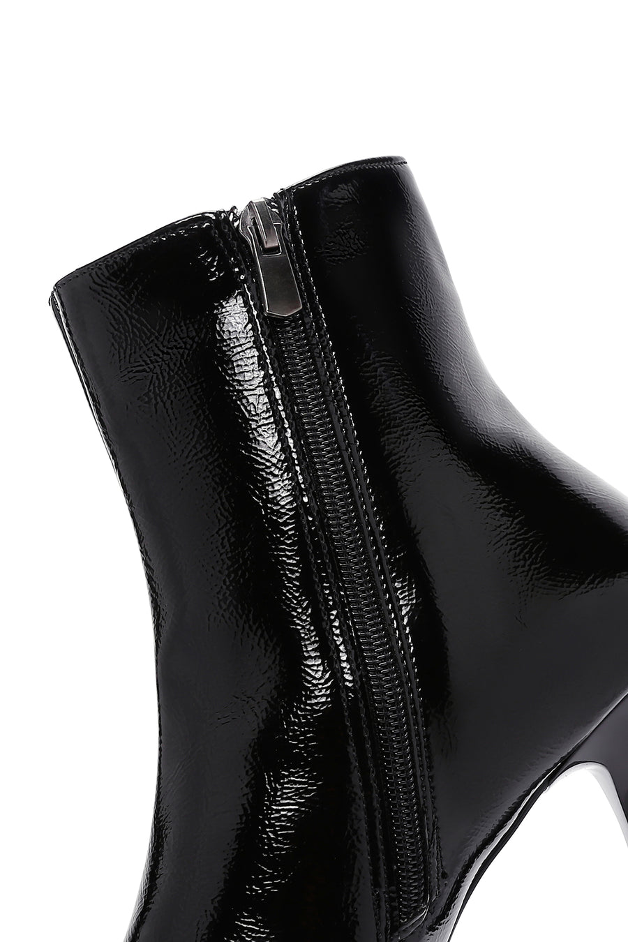 Women's Black Patent Leather Thin Heeled Boots