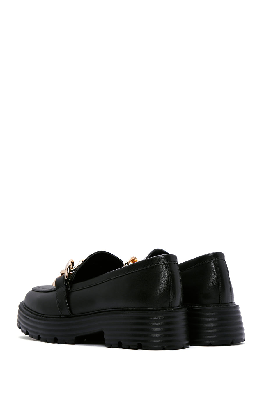 Women's Black Buckle Masculine Loafer