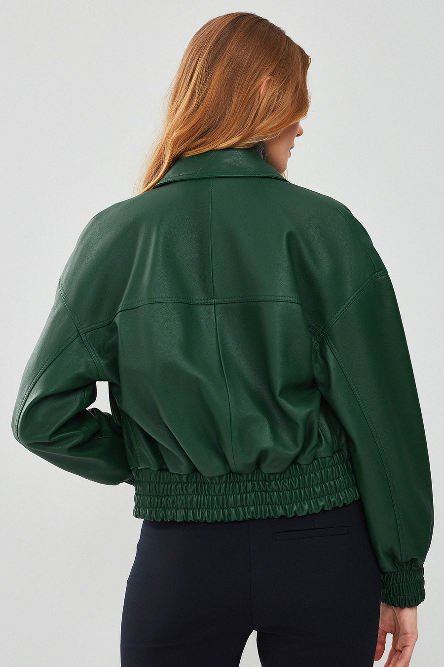 Chloe Women's Green Oversize Short Leather Coat