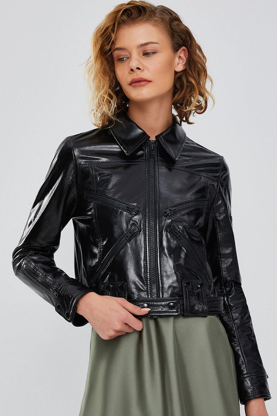 Sirena Women's Black Short Leather Jacket