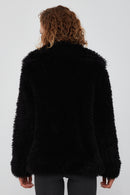 Jet Set Women's Black Double-Sided Teddy Jacket | Derimod