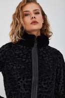 Ida Women's Black Double Sided Fur Short Leather Jacket | Derimod