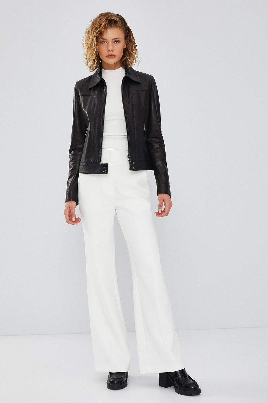 Olympia Women's Black Short Leather Jacket