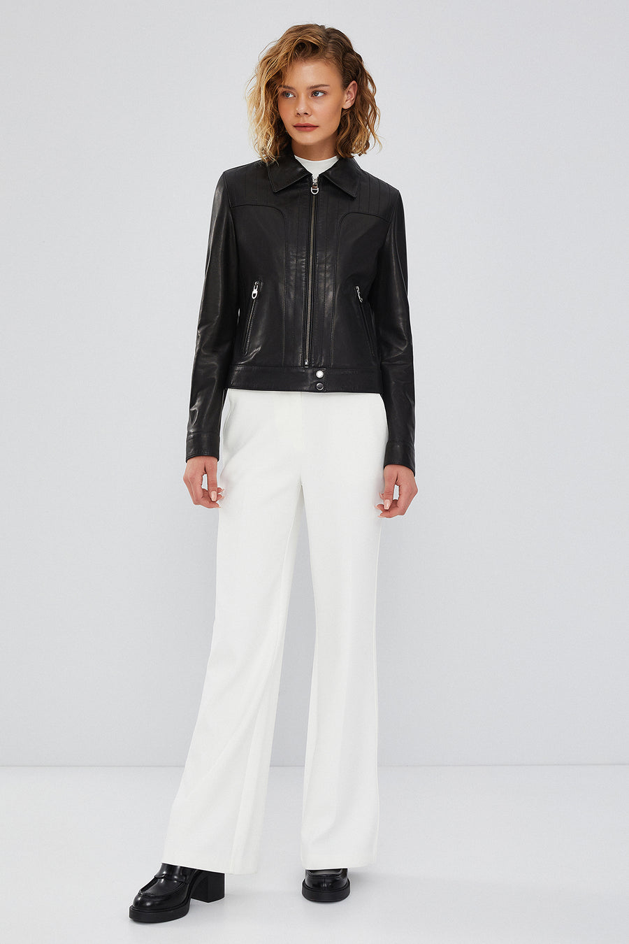 Olympia Women's Black Short Leather Jacket