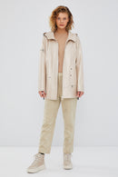 Chantal Women's Beige Hooded Leather Coat | Derimod